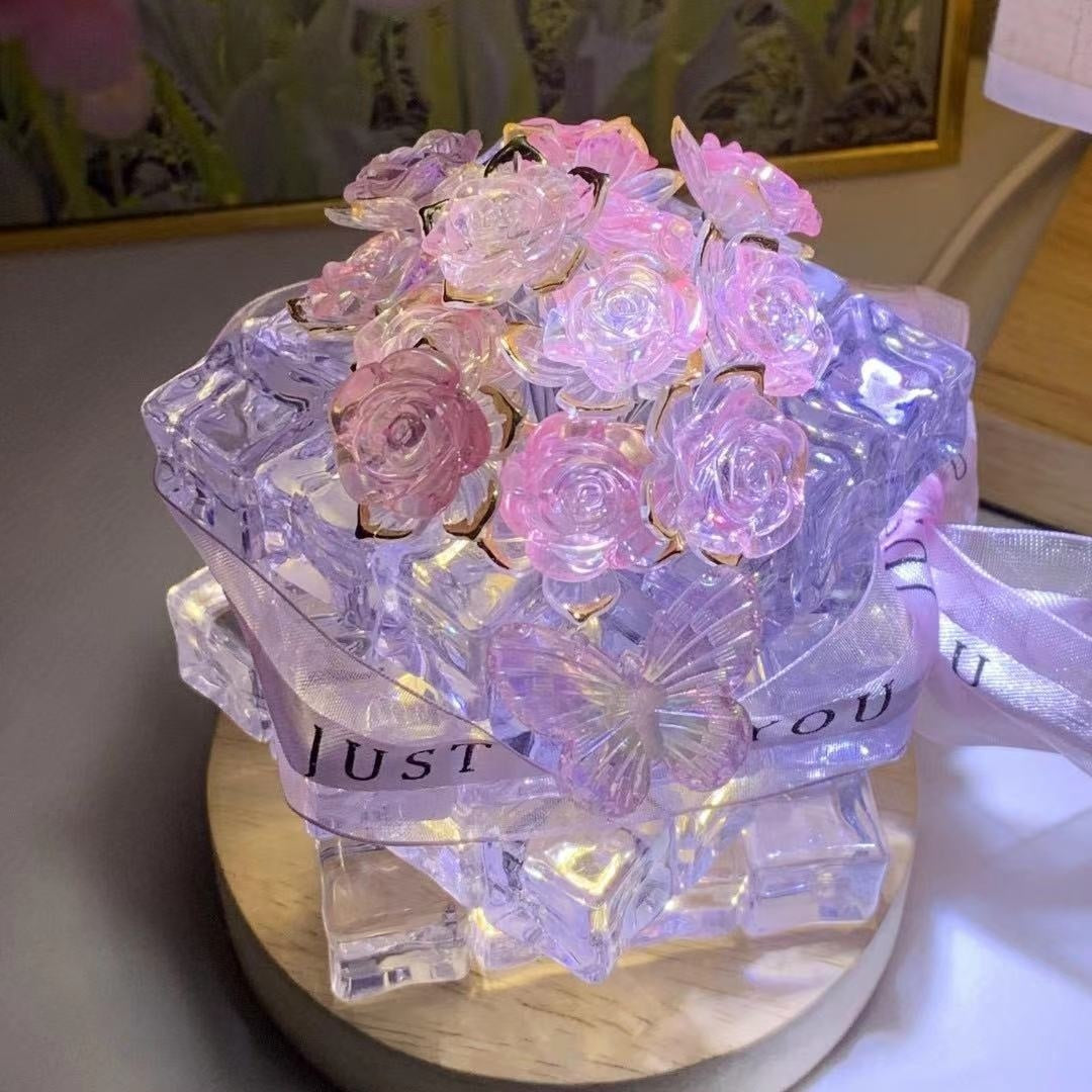 Handmade DIY Ice Cube Rose Small Night Lamp Ambience Light - Bellarte Enchanté Handmade DIY Ice Cube Rose Small Night Lamp Ambience Light